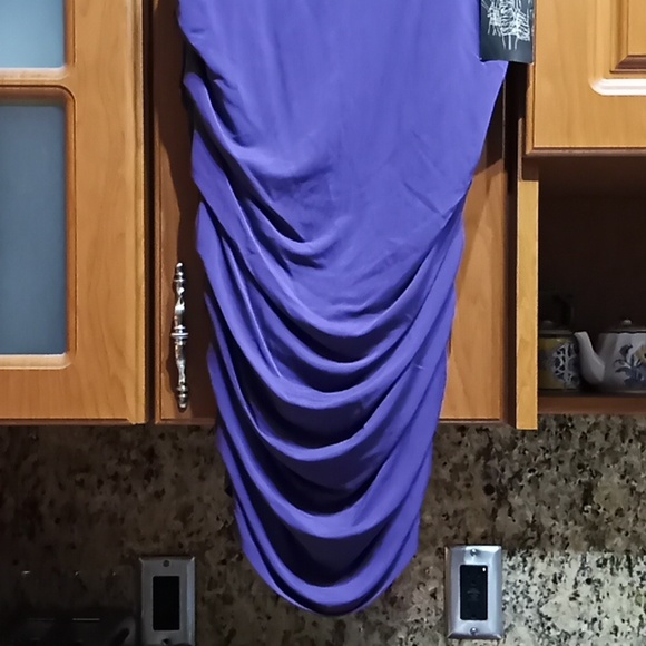 BEBE 3 in 1 Garment. Mini Skirt, Pencil Skirt & Dress. NWT. Beautiful Purple!(M) - Picture 3 of 12